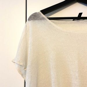 Eileen Fisher semi-sheer knit sweater.